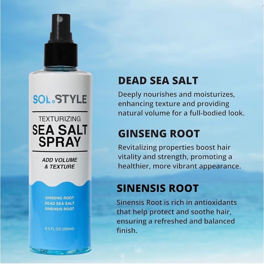 SOL + Style Texturizing Sea Salt Spray Exp 2027 Men/Women - Picture 3 of 7